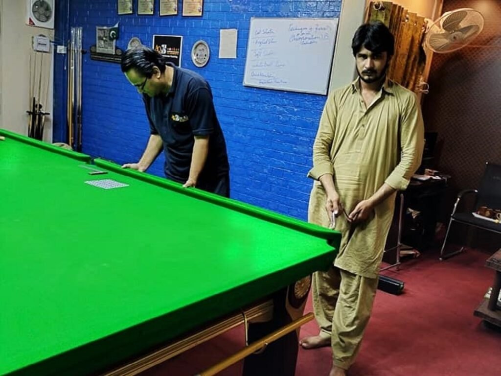 Snooker coaching session on the table